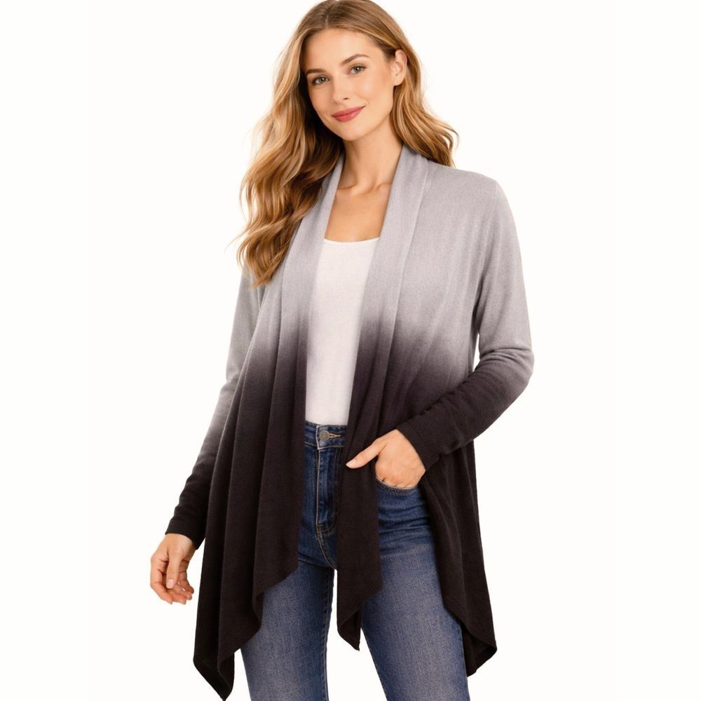 Barefoot Dreams Sweater CozyChic Calypso Wrap Grey Black Ombre Size L/XL NEW